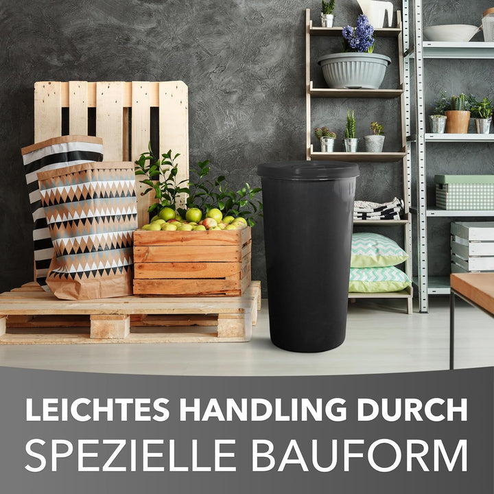 Mülleimer 60l mit geruchsdichtem Deckel (Anthrazit), Gelber Sack Ständer, Made in Germany, Müllsacks