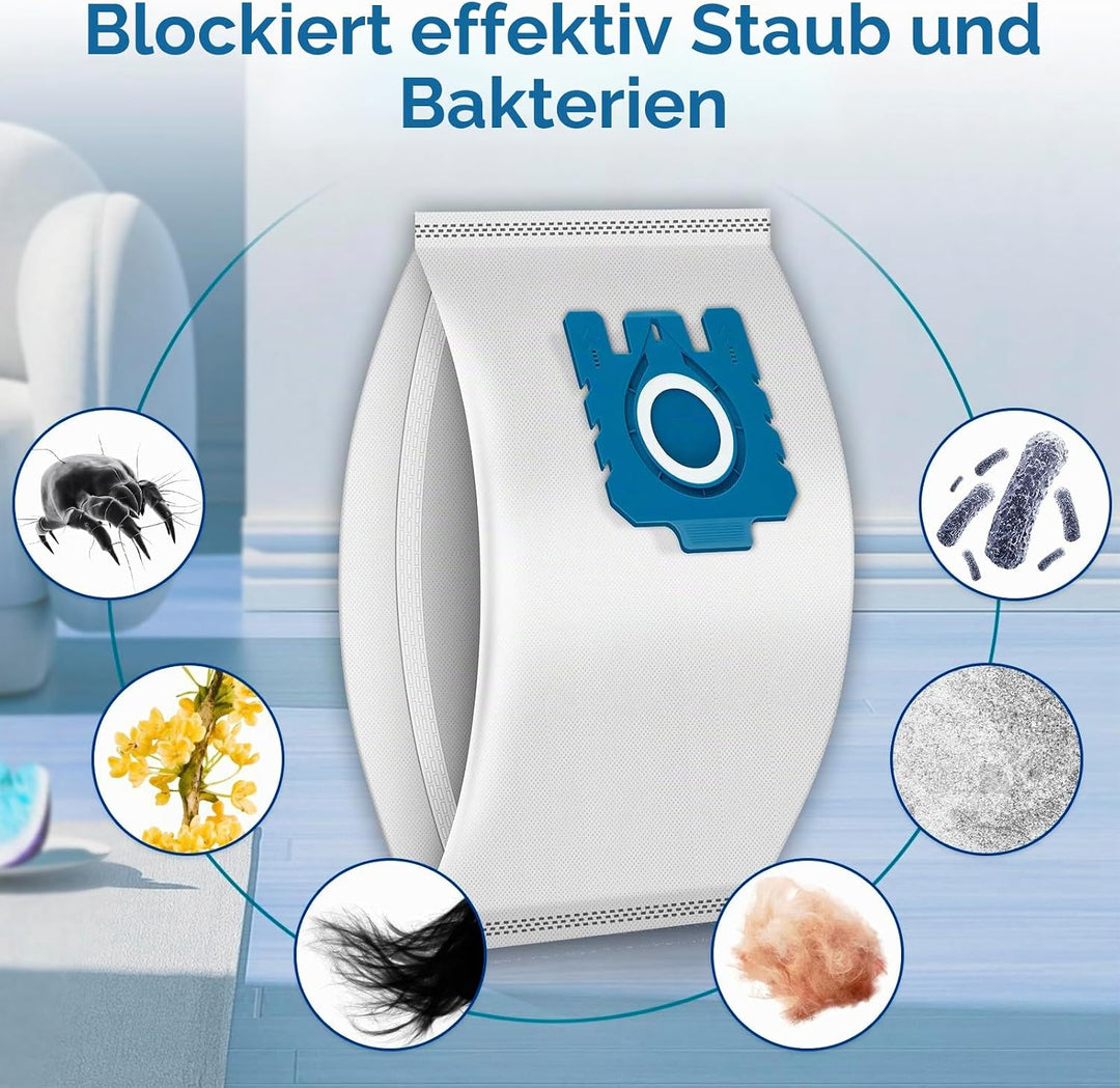 (24 Stück) Staubsaugerbeutel und Airclean-Filter kompatibel mit Miele GN Staubsauger, C1, C2, C3, S2