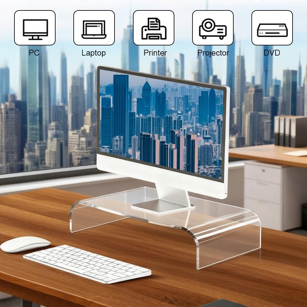 Monitorständer Acryl Bildschirmständer Transparenter Bildschirmerhöhung PC Laptopständer Monitorerhö