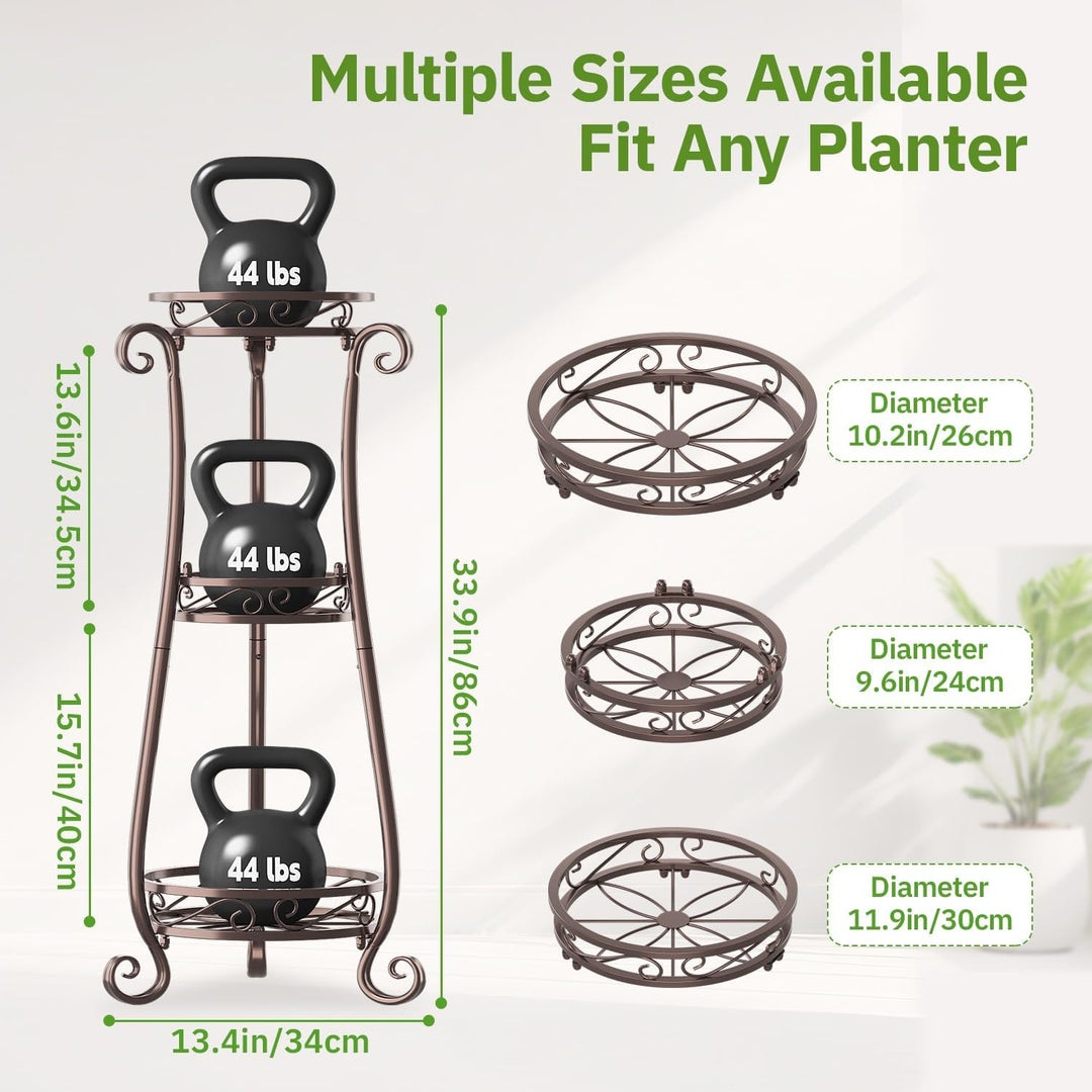 3 Etagen Blumenständer Pflanzenständer Blumenetagere Pflanzenregal aus Metall für grosse Töpfe Indoo