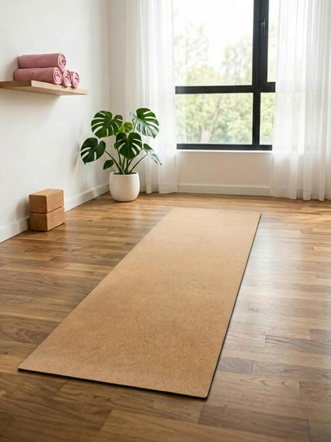 Yogamatten Set mit 2 Blöcken aus Kork | rutschfest, schadstofffrei, abwaschbar und dick | mit Trageg