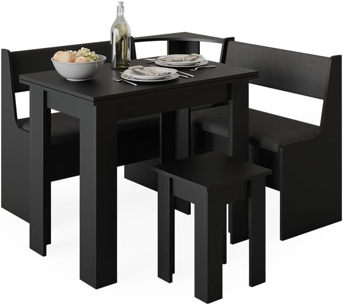 Vicco Esszimmer-Bank Roman, Bank für die Essecke, Schwarz, 76.6 x 41.5 cm Schwarz Bank 77 cm, Schwar