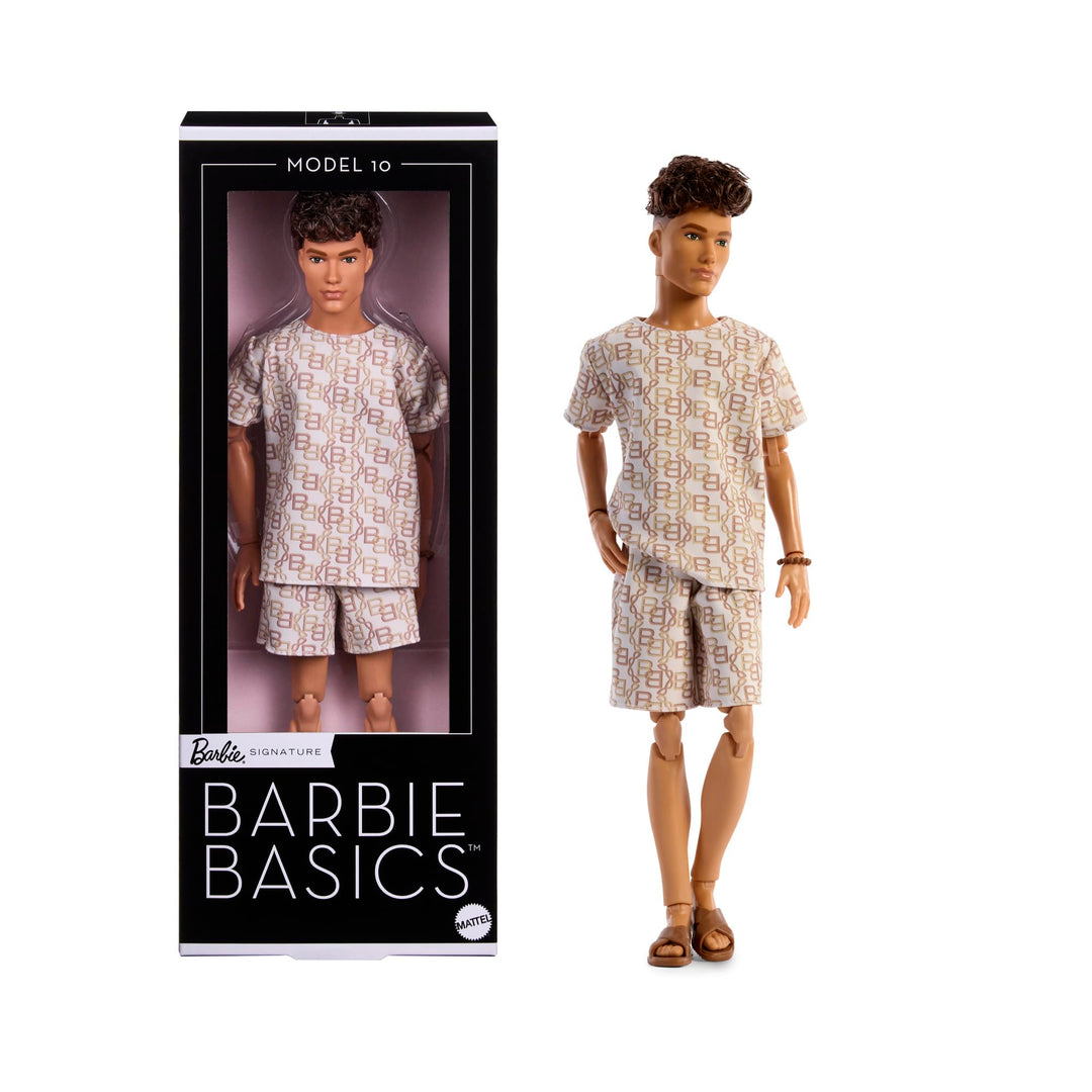 Barbie Basics Model Collector Ken Fashion Doll 10 mit brünetten Haaren in Hemd und Shorts mit passen