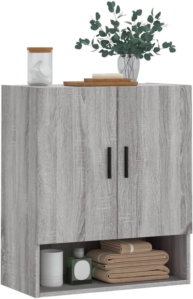 prissent Wandschrank Grau Sonoma 60x31x70 cm Holzwerkstoff Hängeschrank Badschrank Langlebiges Mater