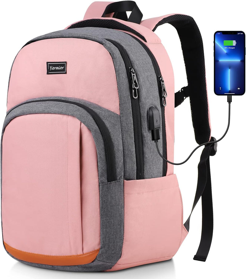 YIORMIOR Schulrucksack Mädchen Teenager, Rucksack Damen Schule Daypacks für 15.6 Zoll Laptop Rucksac