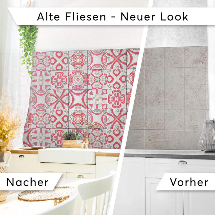 50 Stück Fliesenfolie für Küche und Bad 15x15 cm - Mosaikfliesen, Fliesensticker - selbstklebende Fl