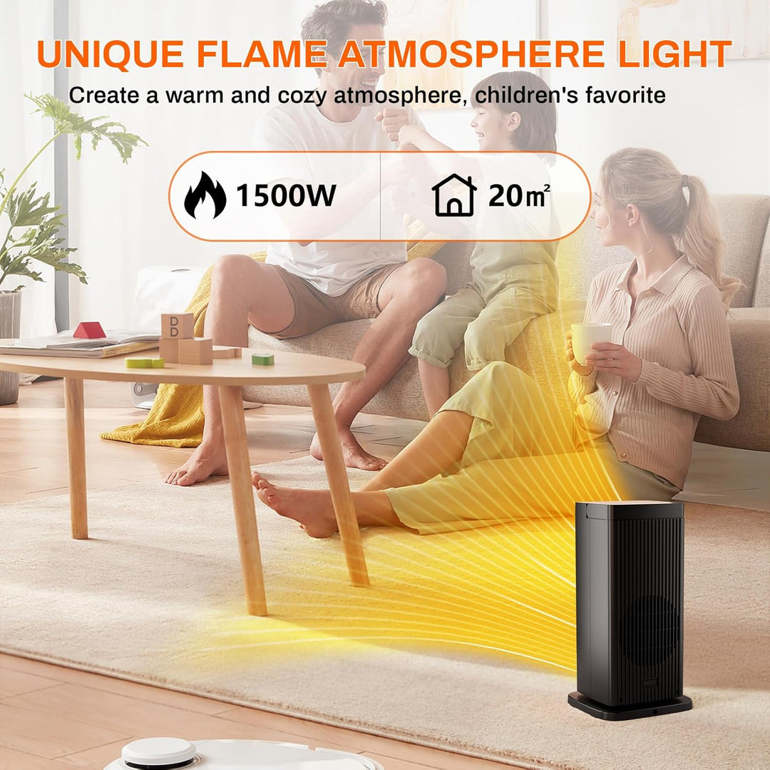 LIFERUN Heizlüfter Energiesparend Leise, 1500W Heizung Elektrisch mit 3D Flammenlicht, 4 Modus 12 St
