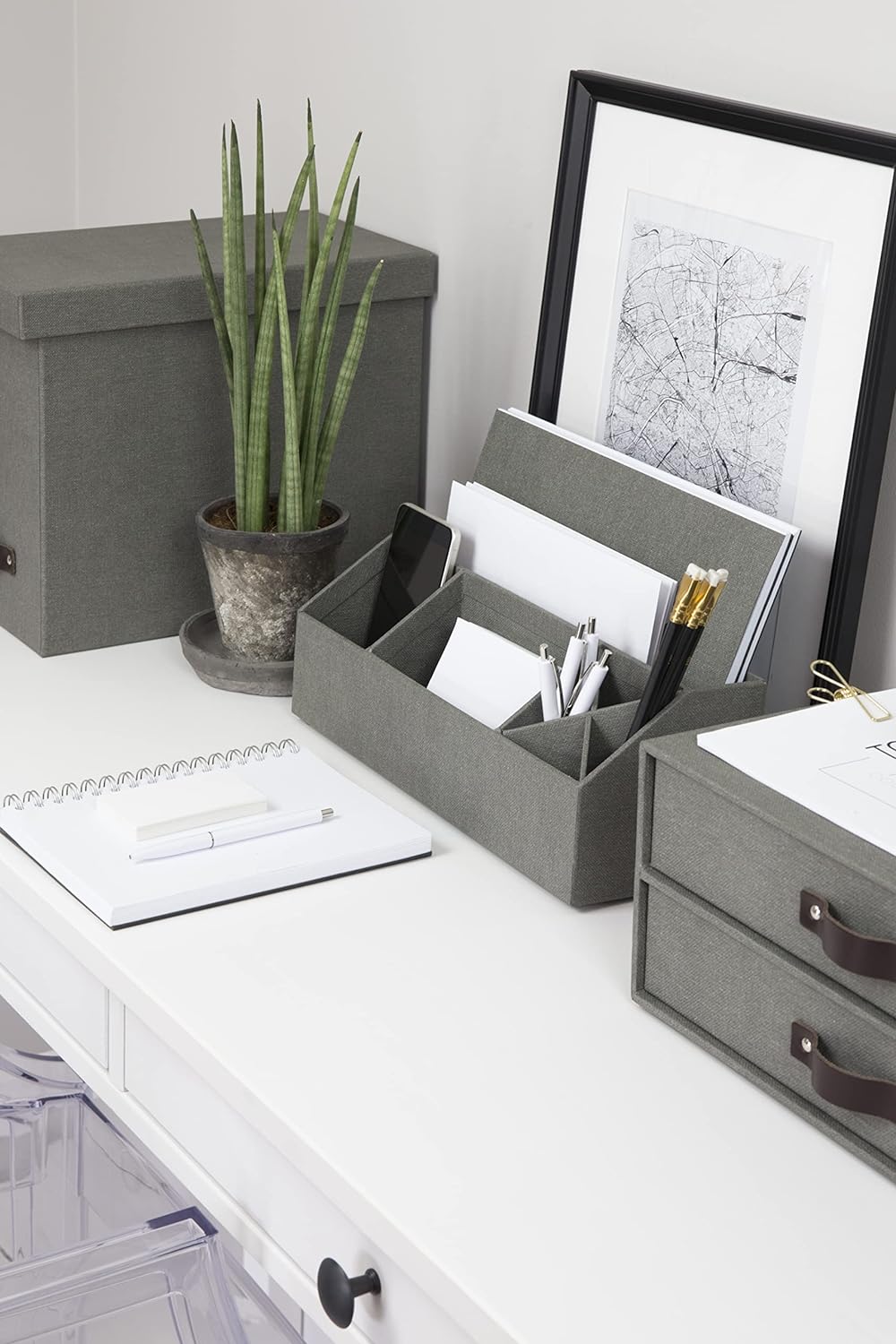 Bigso Box of Sweden Mini-Kommode für Dokumente und Büromaterial – Schreibtisch-Organizer mit 2 Schub