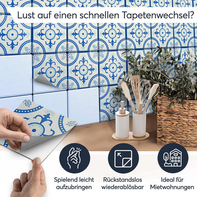 20 Stück Fliesenfolie für Bad und Küche 20x20 cm - Klebefliesen, Mosaikfliesen - Klebefolie Fliesen