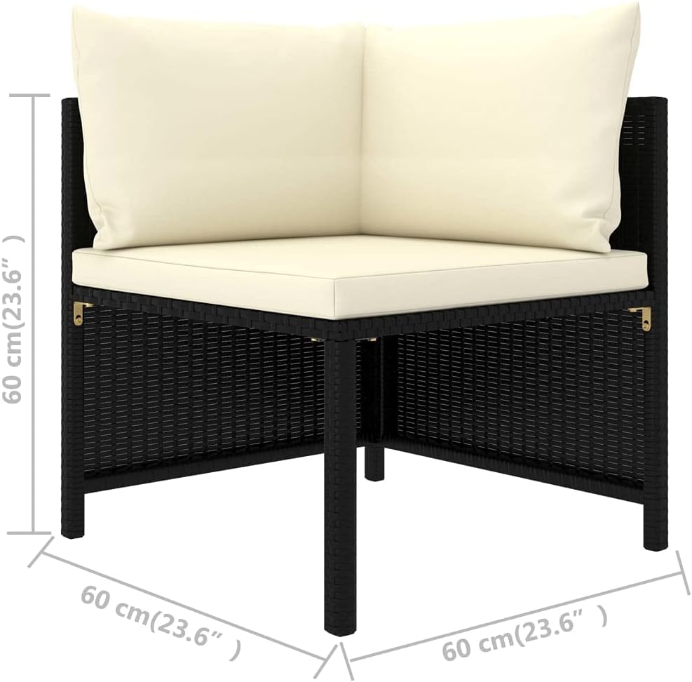 vidaXL Gartensofa 4-Sitzer mit Auflagen Lounge Sofa Couch Sitzgruppe Ecksofa Mittelsofa Sitzgarnitur