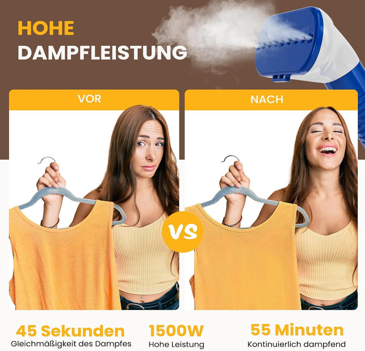 Sweetcrispy Kleiderdampfer 1500 W, leistungsstarker Steamer, vertikaler Dampfbügler mit Rollen, 1,7
