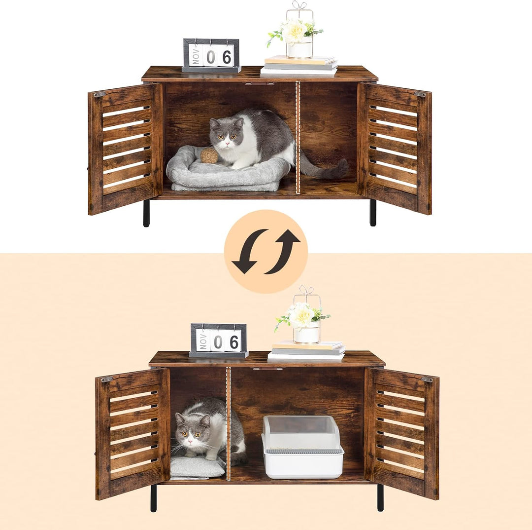 HOOBRO Katzenhaus, Katzenschrank für Katzentoilette, Katzenklo Schrank, Katzenhaus Katzen-Möbel mit