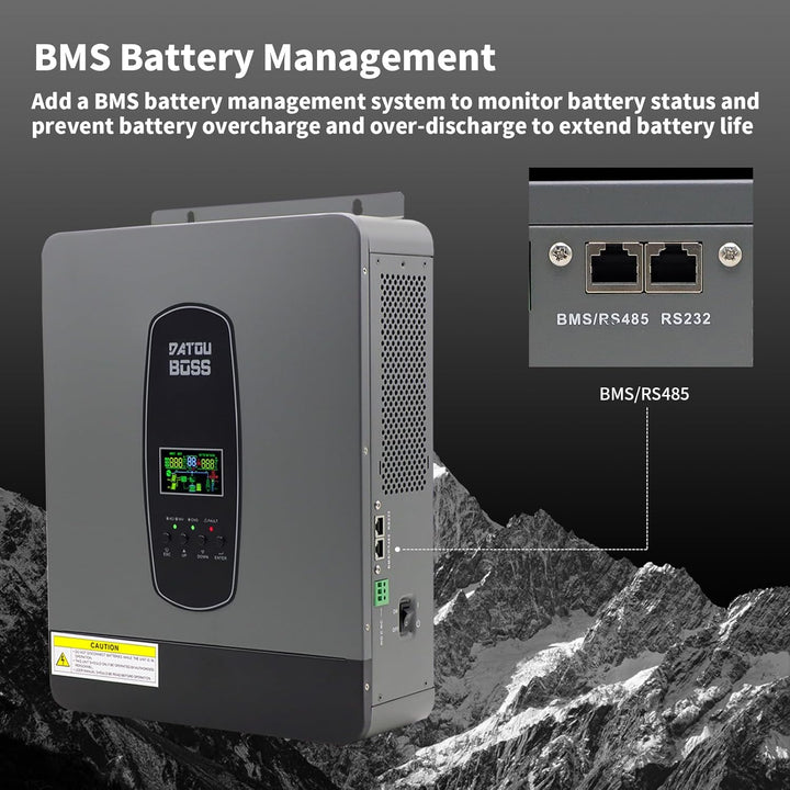 DATOUBOSS Hybrid Wechselrichter 24V 3000W, Hybrid Solar Wechselrichter 24V Reiner Sinus, 24V DC auf