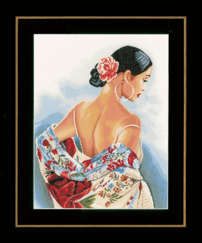 Lanarte Zählmusterpackung Schal mit Blumenmotiven Aida Kreuzstichpackung, Baumwolle, Mehrfarbig, 37