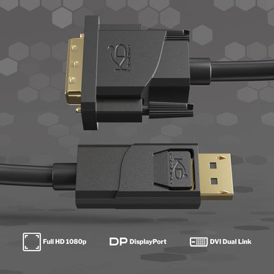 KabelDirekt – DisplayPort auf DVI Adapter Kabel – 2x 2 m (Kabel mit störungsfester Schirmung für Gra