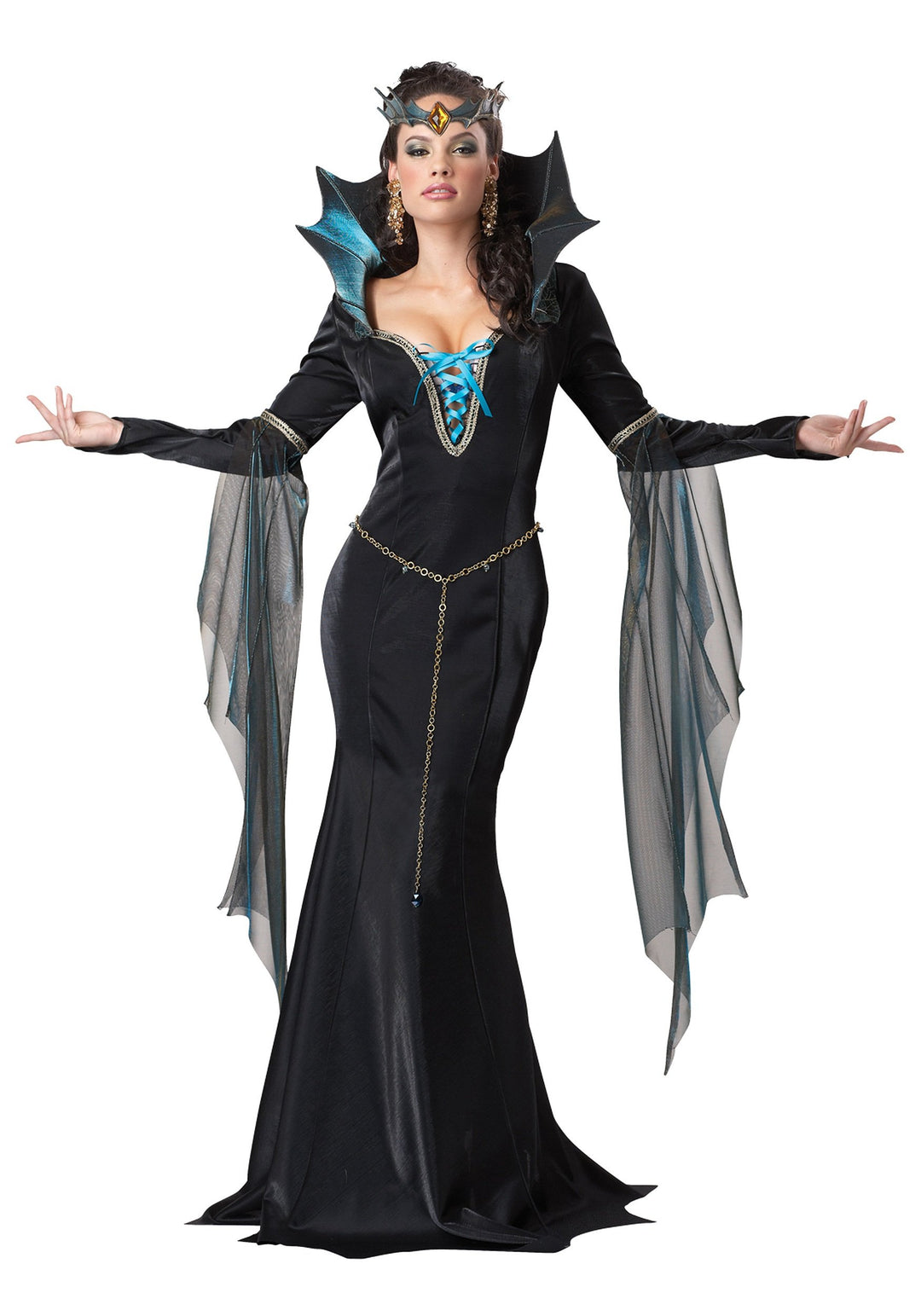 California Costumes Dunkle Magierin Hexe Zauberin Halloween Damenkostüm schwarz-blau L (42/44) 42-44