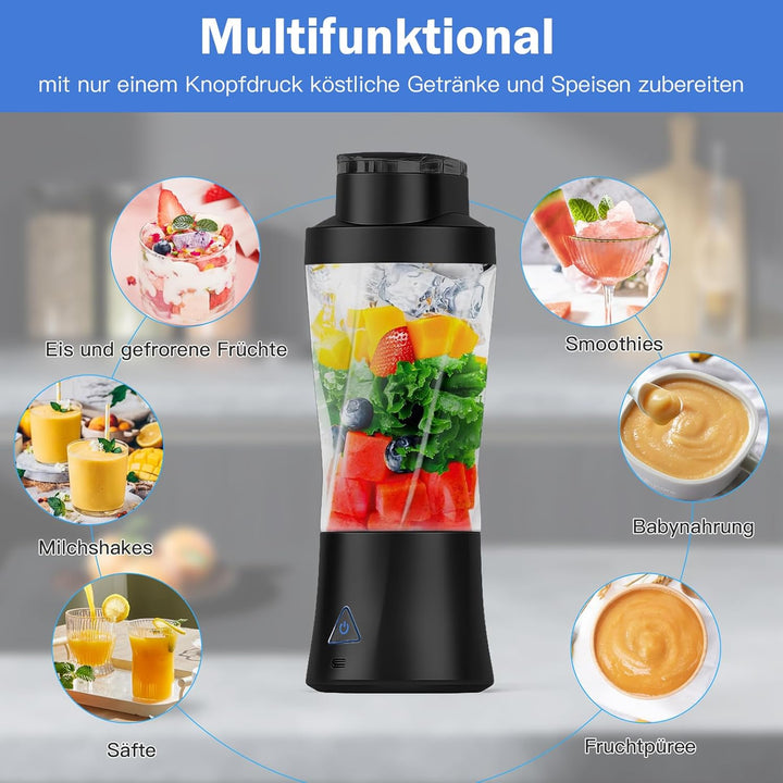 Tragbarer Mixer to go, 700ml Smoothie Maker mit USB, 22000 U/min, leistungsstarker smoothie maker to