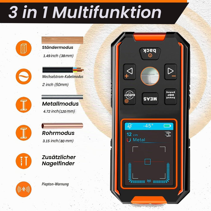 NF-513 Professioneller Leitungssucher Ortungsgerät, Multifunktionaler Wand Scanner Detektor für Holz