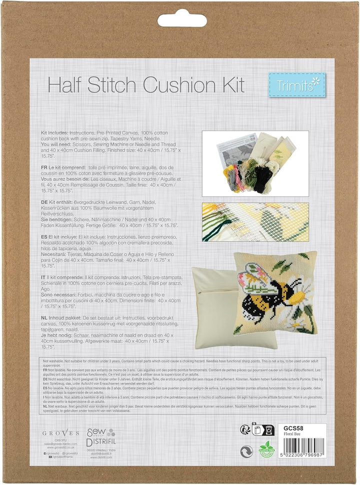 Trimits GCS58 Kreuzstich-Kissen-Set, Floral Bee, 40 x 40cm (16 x 16in), Floral Bee