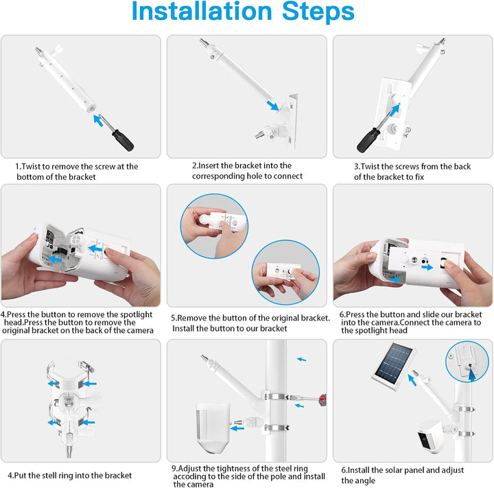HOLACA 2-in-1-Mastenhalterung für Ring-Solarpanel, Spotlight Cam Akku und Stick Up Cam/Pro Akku Zube
