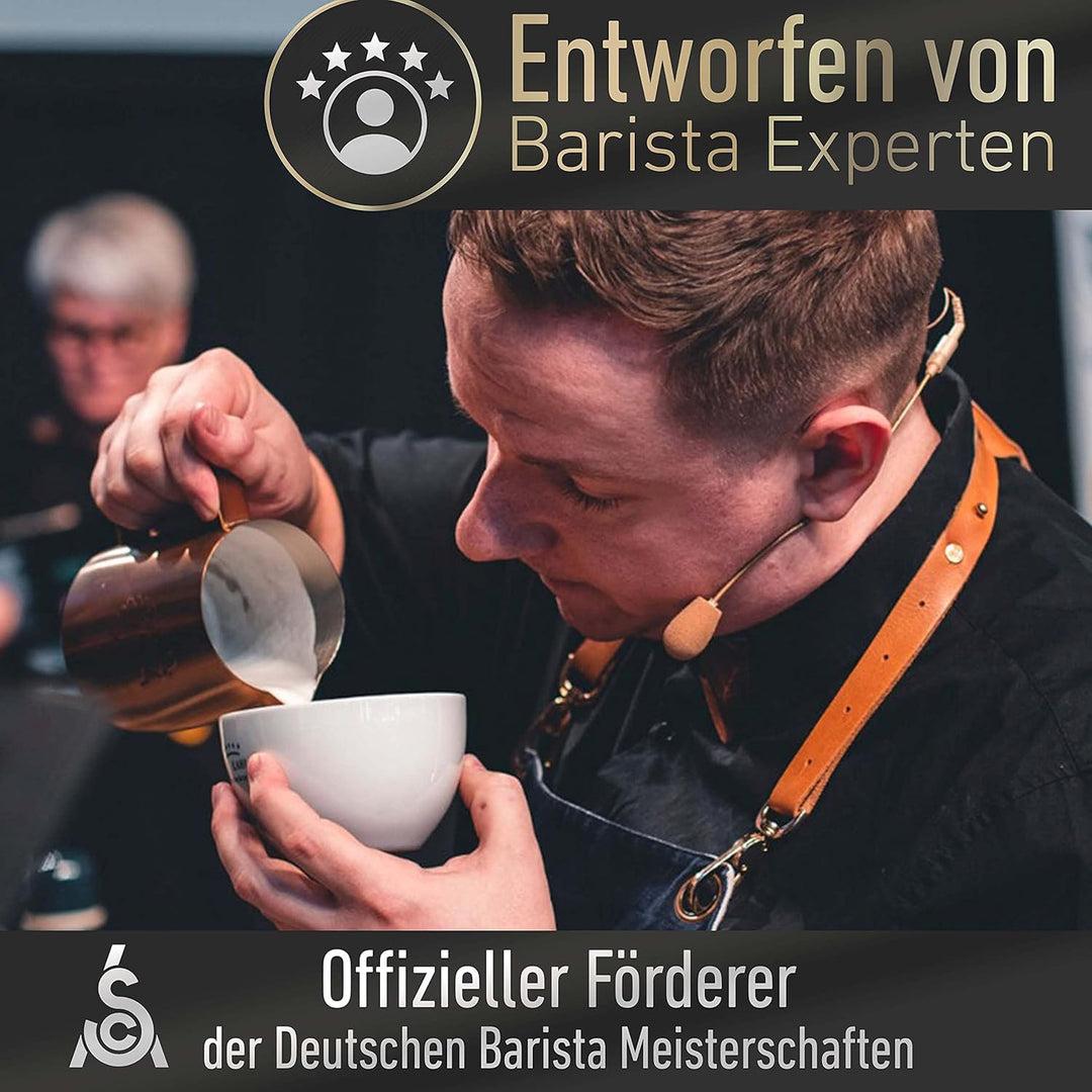 Barista Legends® Milchkännchen Edelstahl 350ml Bunt - mit speziellem Latte Art Ausguss - Milchkanne