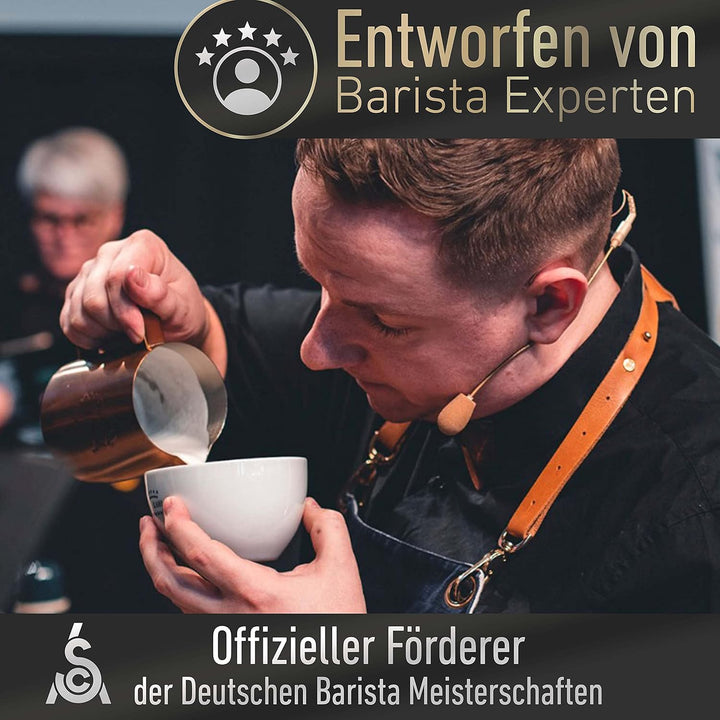 Barista Legends® Milchkännchen Edelstahl 600ml - mit speziellem Latte Art Ausguss - Milchkanne für H