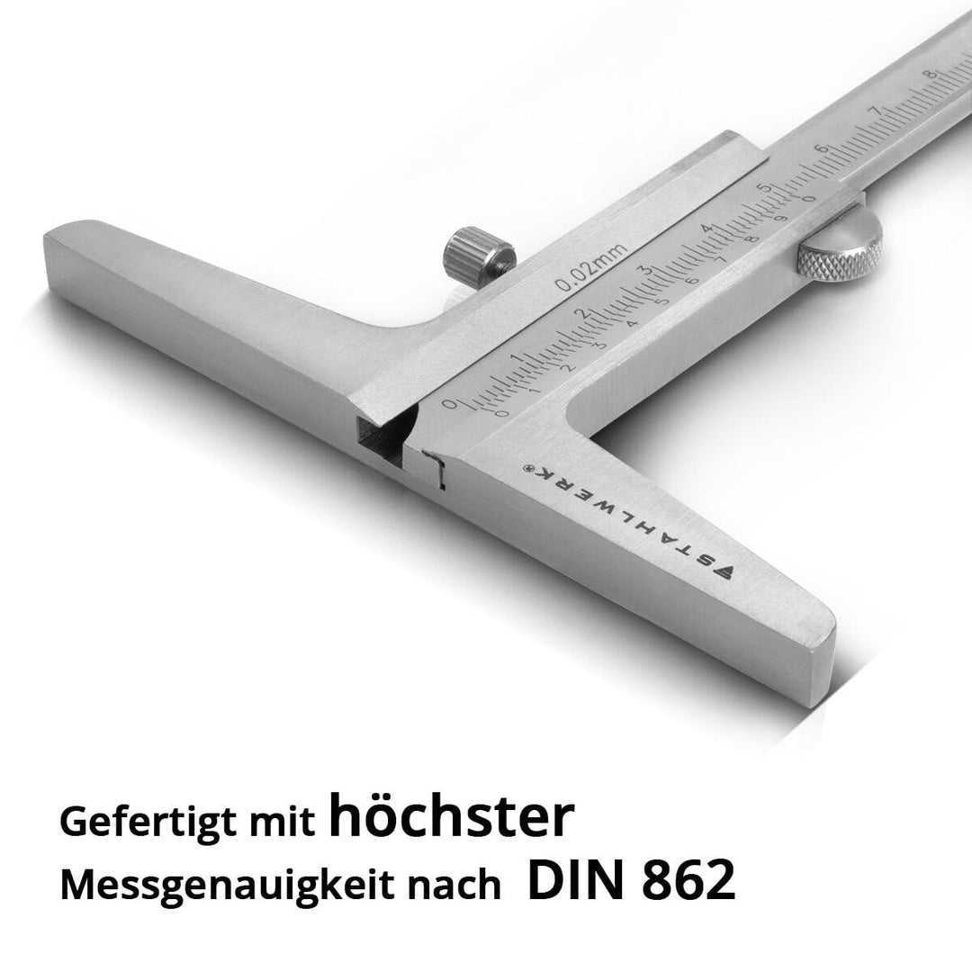 STAHLWERK Tiefenmessschieber 0-200 mm DIN 862 Messschieber/Tiefenlehre/Schieblehre/Messlehre aus ros