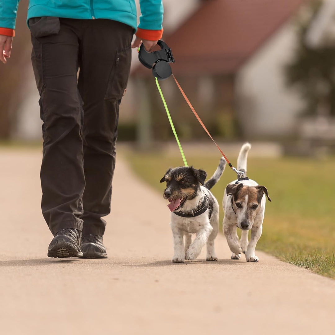 Doppelleine für 2 Hunde - Automatische Hundeleine für 2 Hunde, 360°Verhedderungsfreier Leinenverläng