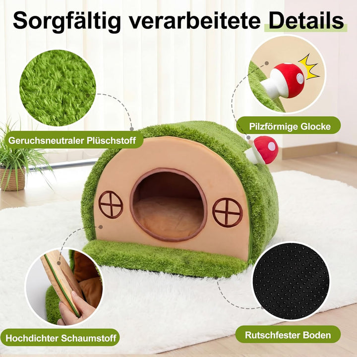 Baumhöhle Katzenbett, Katzenhöhle Indoor mit Pilzglocke | Katzenhaus mit Geborgenheit, waschbares Sa