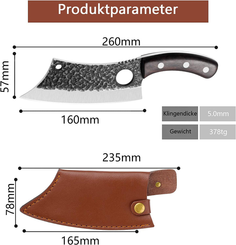 Freelander Kochmesser Küchenmesser Grillmesser aus kohlenstoffreichem Stahl Outdoor-Messer Hackmesse