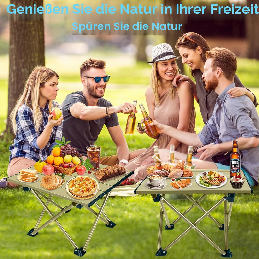 Klappbarer Campingtisch, Ultraleichter Tragbarer Campingtisch aus Karbonstahl mit Tragetasche für Ou