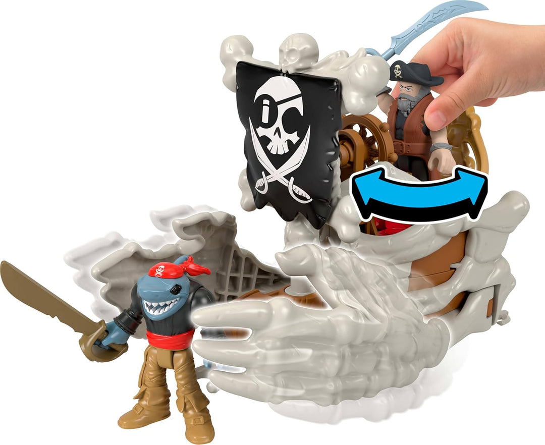 Fisher-Price Imaginext Billy Bones Piraten-Bundle-Spielset mit 3 Actionfiguren, einem Spielzeugboot