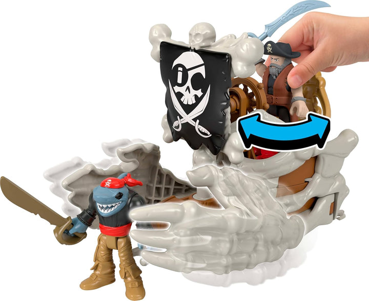 Fisher-Price Imaginext Billy Bones Piraten-Bundle-Spielset mit 3 Actionfiguren, einem Spielzeugboot