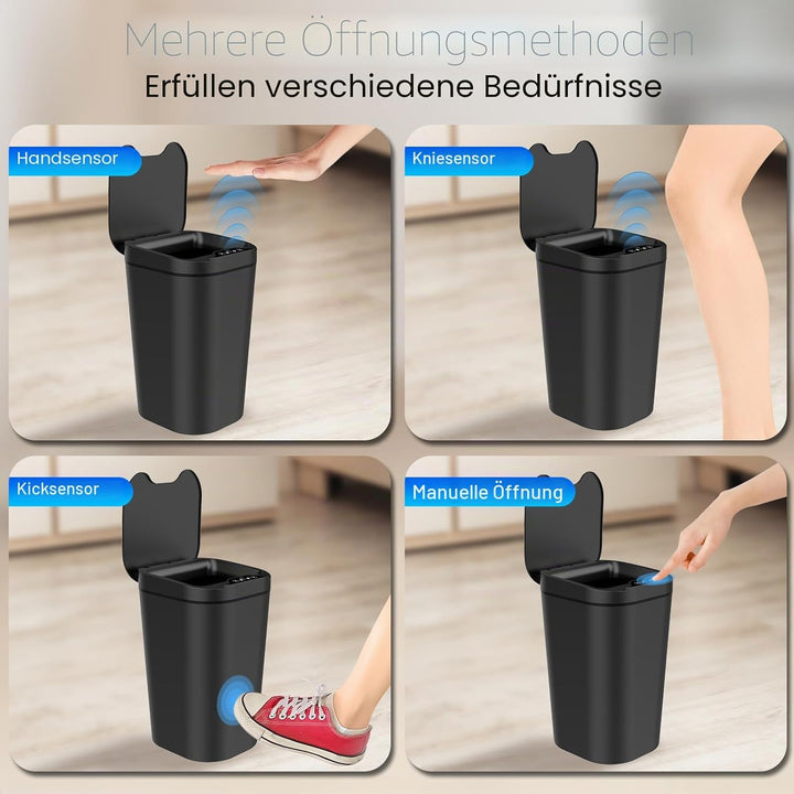 2er Set Mülleimer Bad mit Sensor, 10L Automatischer Mülleimer mit Deckel, Elektrischer Mülleimer für