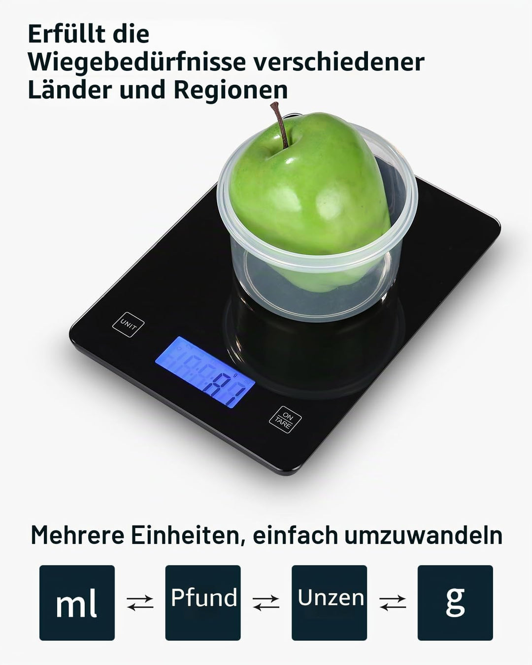 Küchenwaage,Küchenwaage Digital 10KG mit LCD Display und Tara Funktion,Multifunktions-Lebensmittelwa