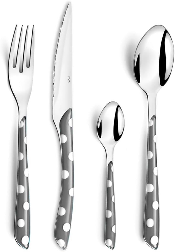 Amefa 2234AAMBA1B60 ECLAT Besteckset, gepunktet, 16-teilig, ABS Edelstahl, rostfrei, grau, Ménagère