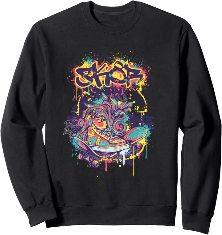 urban graffiti broken skate board street art Sweatshirt