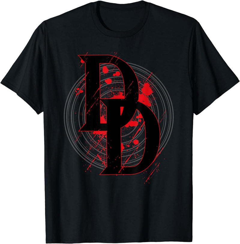 Mens Marvel Daredevil DD Logo Vortex Red Rain Graphic T-Shirt 3XL White