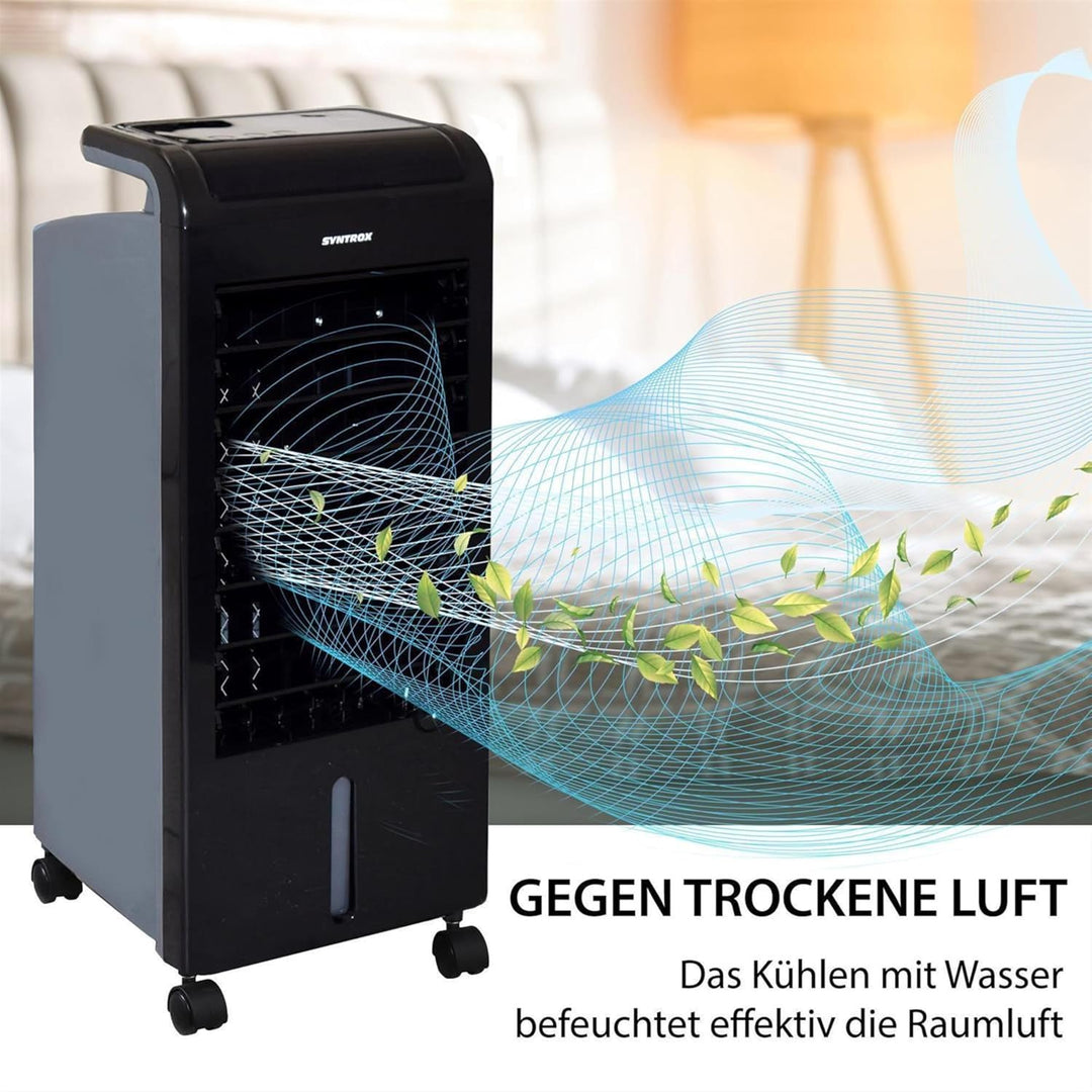 Syntrox Mobiler Luftkühler mit Wasser Soft | Luftbefeuchter | Verdunstungskühler, 80 Watt, 5 Liter K