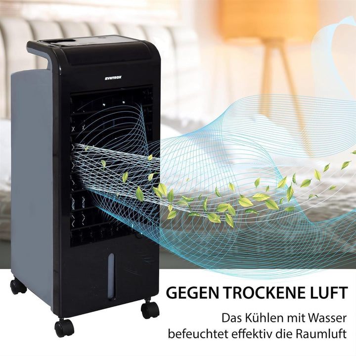 Syntrox Mobiler Luftkühler mit Wasser Soft | Luftbefeuchter | Verdunstungskühler, 80 Watt, 5 Liter K