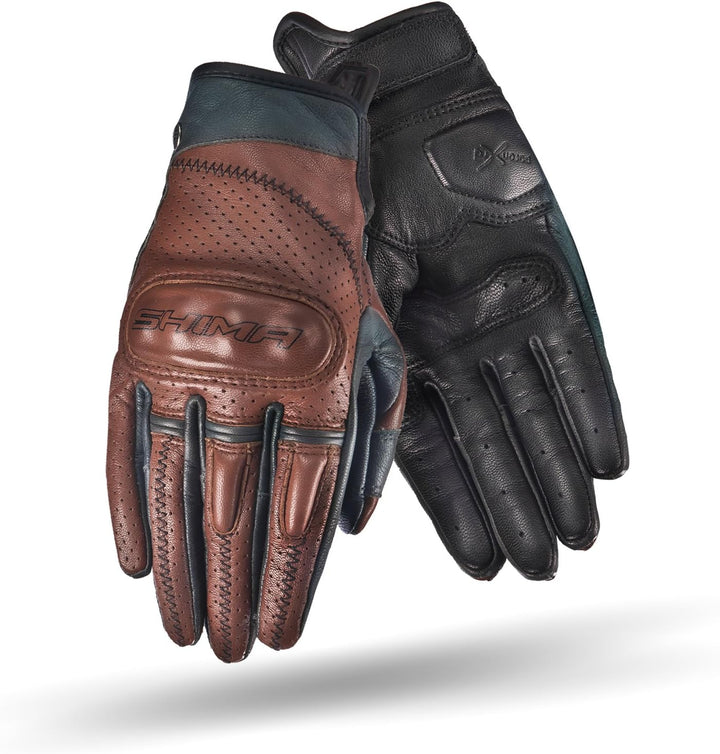 SHIMA Caliber Motorradhandschuhe Damen Herren - Klassische, Vintage, Sommer mit Protektoren XS Braun