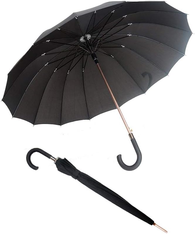 Smati Parapluie long noir automatique - Gentleman 16 baleines fibre de verre Susino Regenschirm, 92