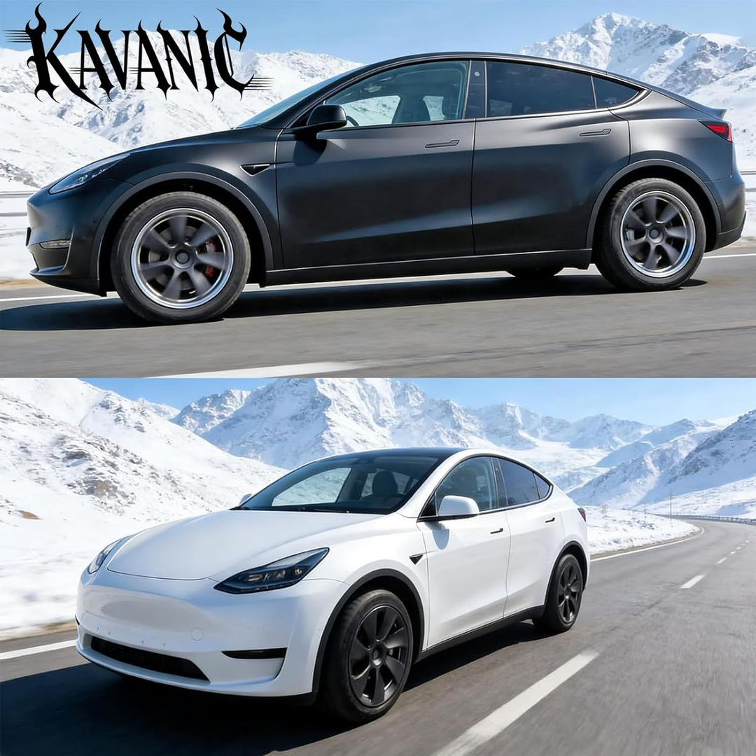 KAVANIC für Tesla Model Y Radkappen 19 Zoll Mattschwarz Unterstützung Logo Symmetrie Design (4-TLG.)