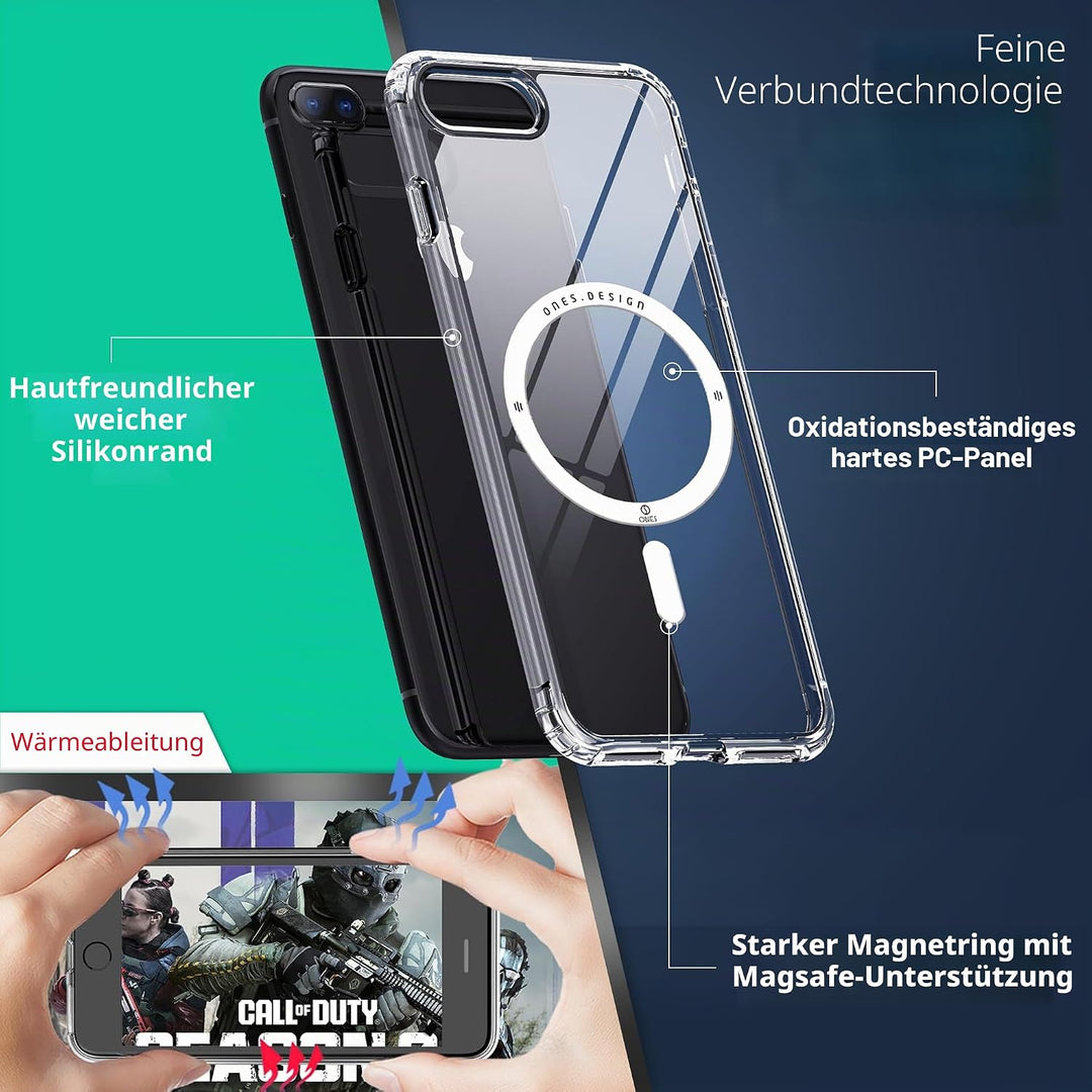 ONES für iPhone 8 Plus / 7 Plus Hülle, Kompatibel mit MagSafe, Militärnorm Schutz Magnetisches Handy
