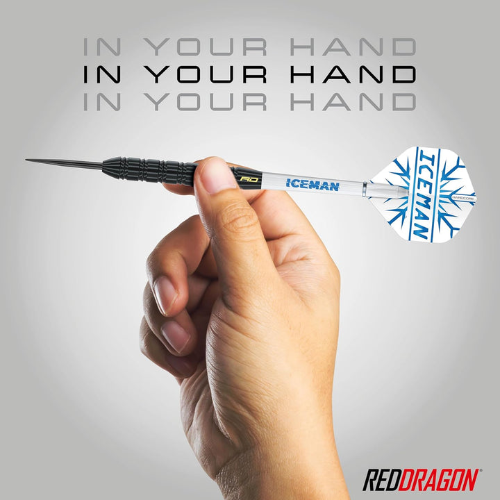 RED DRAGON Peter Wright 'Snakebite' v Gerwyn Price 'Iceman' DWC Steel Tip Dartset aus Messing mit Fl