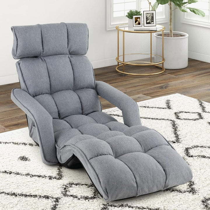 GOPLUS Bodenliege, Relaxliege mit 6-Fach verstellbare Rückenlehne, Bodensessel mit Armlehnen, Relaxs