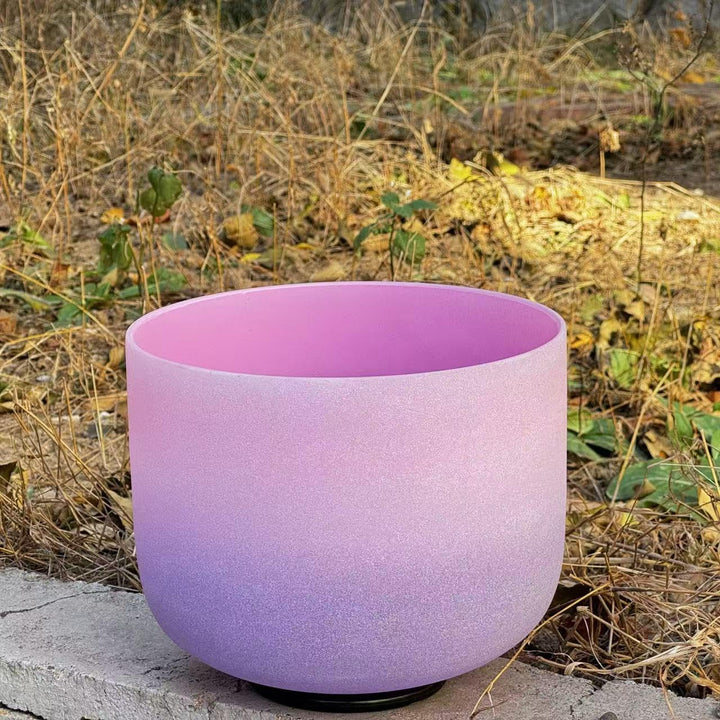 432hz Kristall Klangschale Pink-Purple Farbe F Note Heart Chakra Frosted Crystal Singing Bowl 8 Zoll