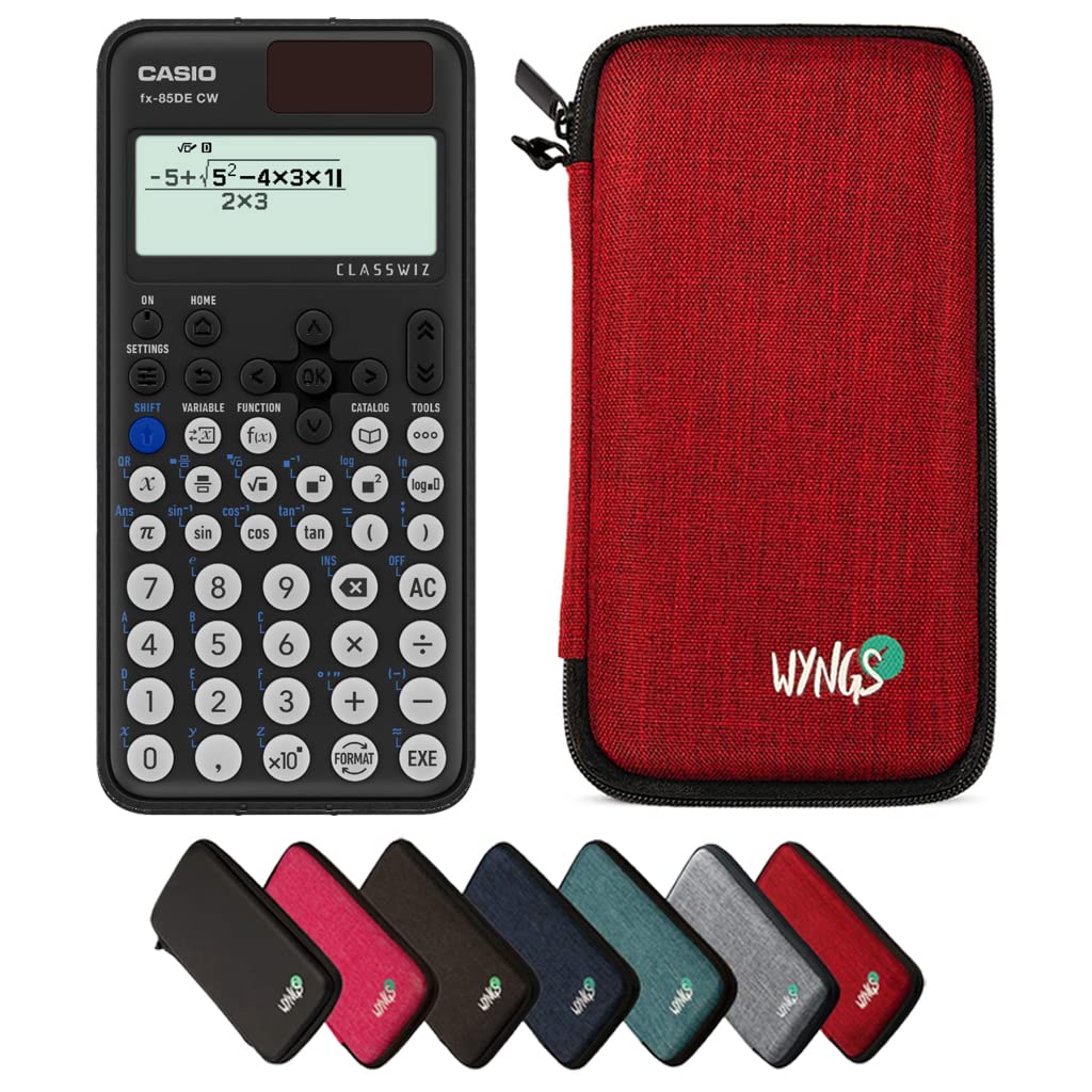 CALCUSO Sparpaket: Casio FX-85DE CW ClassWiz technisch-wissenschaftlicher Schulrechner + WYNGS Schut