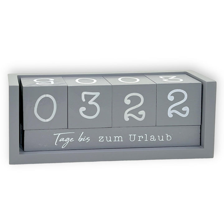Jahres Countdown Kalender Würfel aus Holz mit Themenleiste - Dauer-Jahre-Tisch-Kalender - Lückenlose