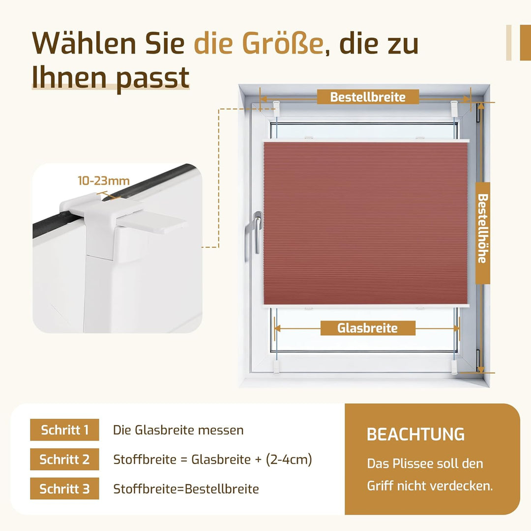 Verdunklungsplissee Wabenplissee ohne Bohren Weiss-Weinrot 40x110cm(BxH) Thermo Plissee ohne Bohren